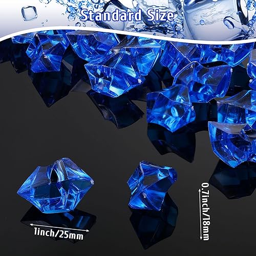 Miniatura 2 de 150 cubos de hielo falsos, diamantes de plástico, rocas de hielo trituradas de 1 pulgada, cristales acrílicos, gemas falsas para rellenos de