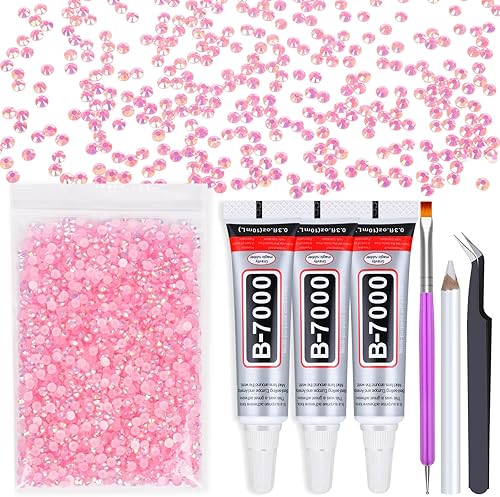 3000 diamantes de imitación AB con parte trasera plana para manualidades con pegamento adhesivo B7000, gemas de diamantes de imitación de 0.197 in,