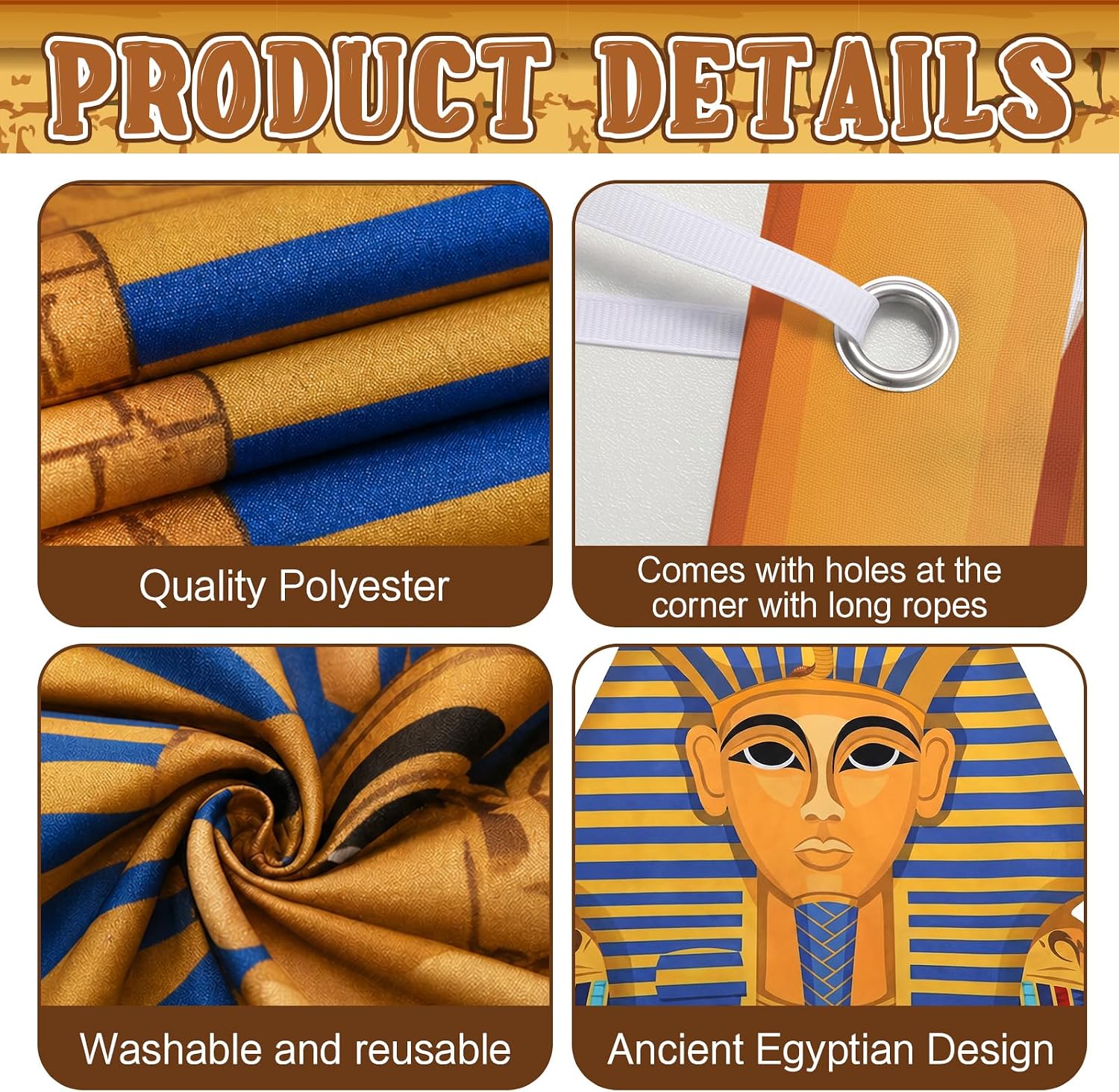 3Pcs Ancient Egyptian Door Banners Egypt Party Decorations Egyptian Pharaoh Porch Sign Banner Ancient Egypt Hanging Backdrop for Pyramid Mummy Themed Birthday Party Door Window Wall Decor Photo Props