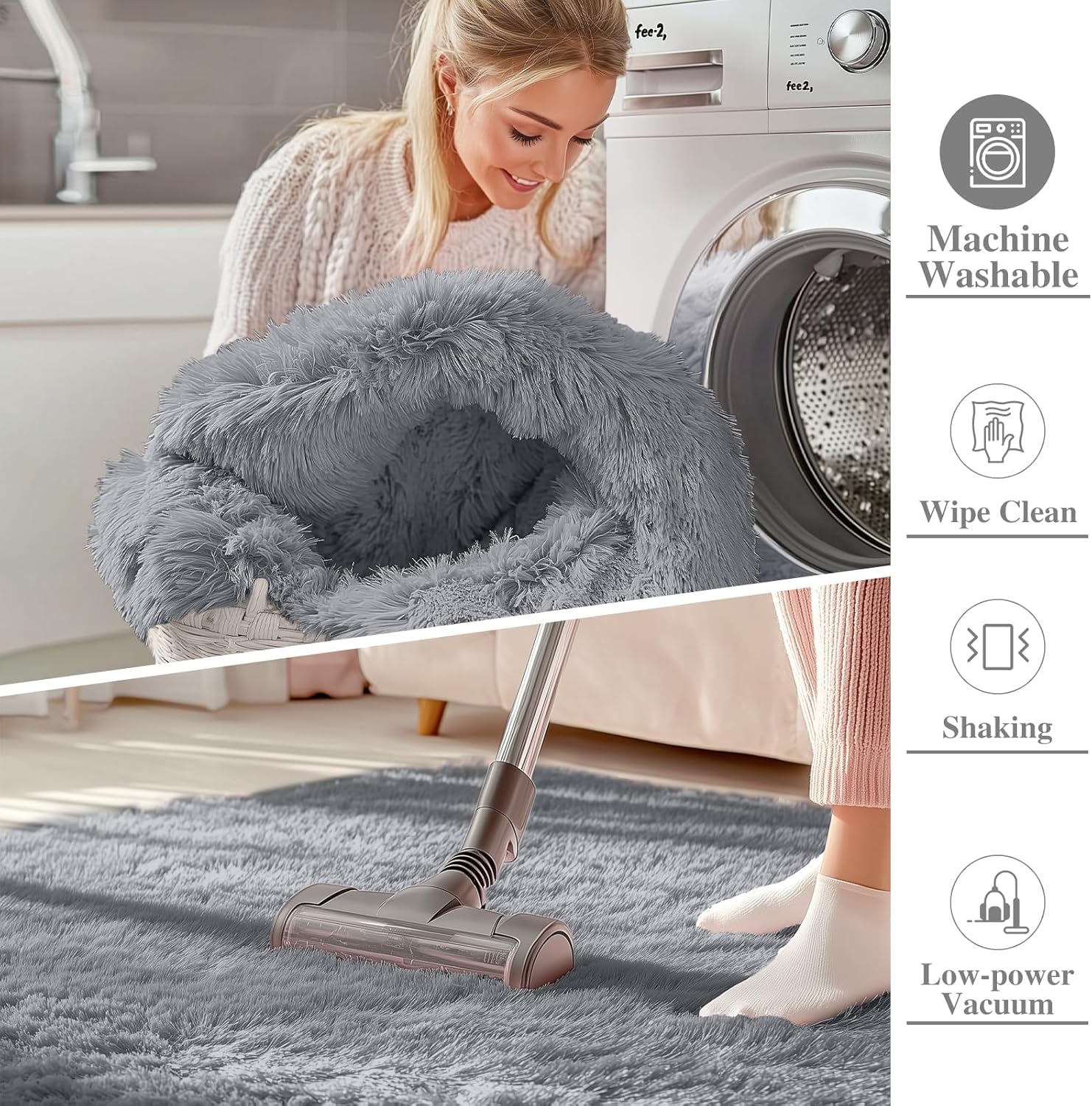 OLANLY 6x8 Machine Washable Large Area Rugs for Living Room, Bedroom, Soft Fluffy Shaggy Bedside Rug, Indoor Floor Carpet for Kids Girls and Boys, Dorms, Nursery, Home Decor Aesthetic, Light Grey 6x8 ft Light Grey