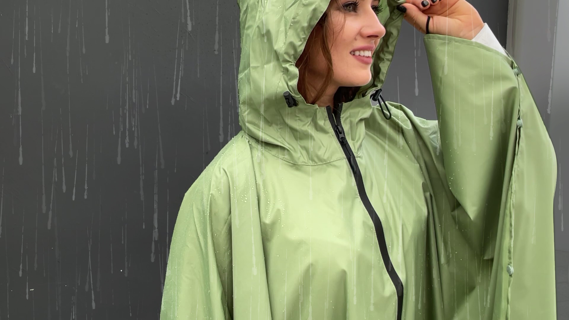 ANYOO Waterdichte regenponcho, lichte regenjas met verstelbare mouwen, draagbare regencape, jack met multifunctionele tas voor dames en heren, outdoor, wandelen, fietsen, eenheidsmaat, grijs, One size