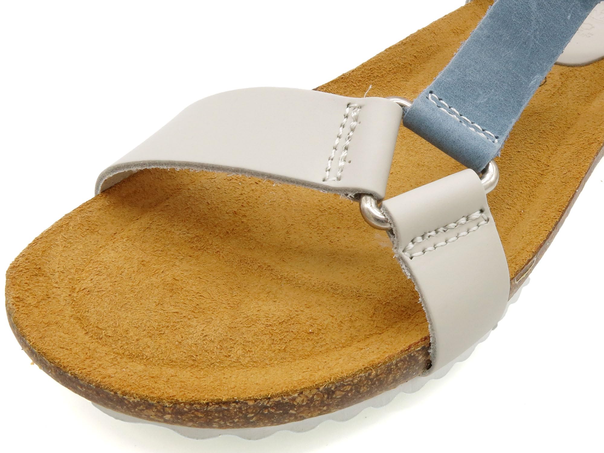 CASUAL Damen Leder Riemchen-Sandalen im Outdoor-Look mit Komfort Gel-Fußbett & Korksohle