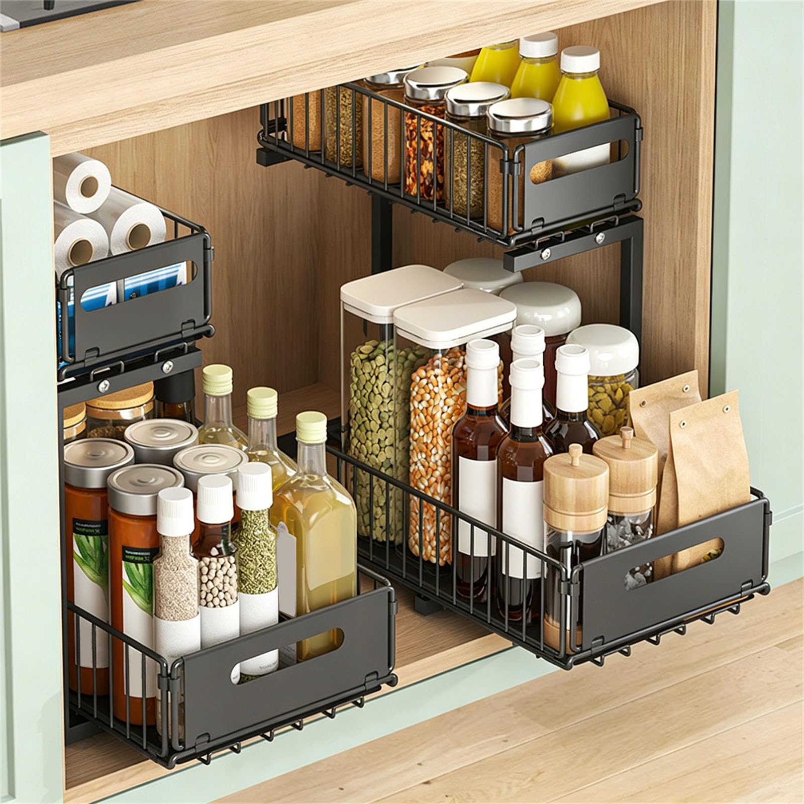 Étagère sous l ' évier, métallique Robuste à Double Couche pour maximiser l ' Espace de Rangement de l ' Armoire, étagère à Double Couche