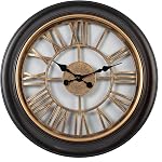 Kiera Grace Horloge murale, 16 Inch, Brushed Dark Brown Horloges murales Batterie exploitée, Silent Vintage Roman Numeral Farmhouse Décor pour salon, cuisine, salle de bains