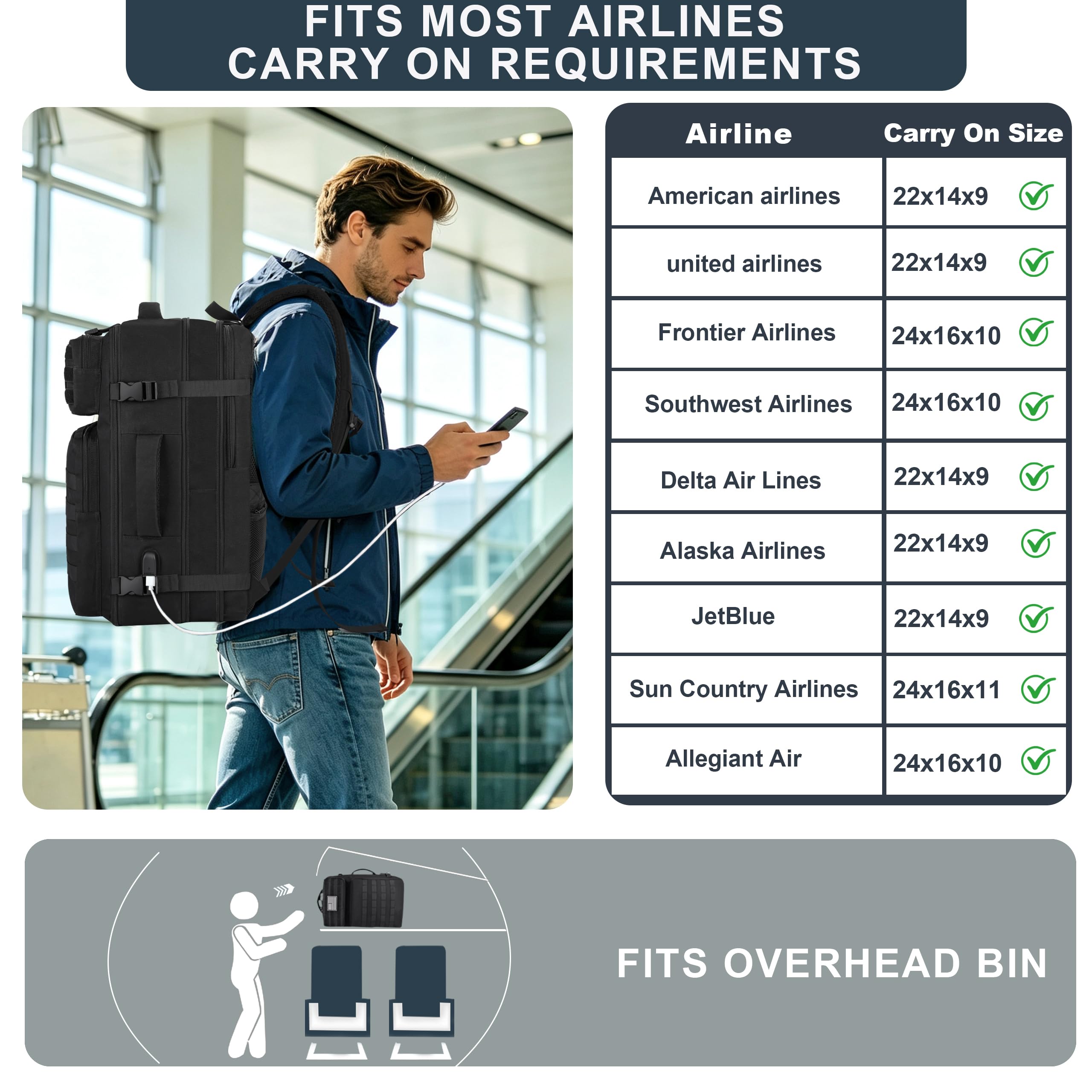 40L Travel Backpack - Carry On & Expandable -2 40L Travel Backpack - Carry On & Expandable -2