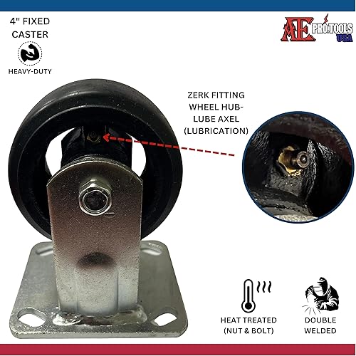 Miniatura 2 de ATE Pro. USA - Ruedas, ruedas giratorias de 4" - Juego de 4 ruedas resistentes, ruedas fijas chapadas en la parte superior, ruedas industriales,