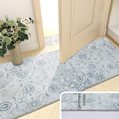Miniatura 4 de Lbris Alfombra de pasillo lavable, de 2 x 6 pies, para pasillo, lavandería, cocina, entrada, baño, alfombra antideslizante con respaldo de goma,