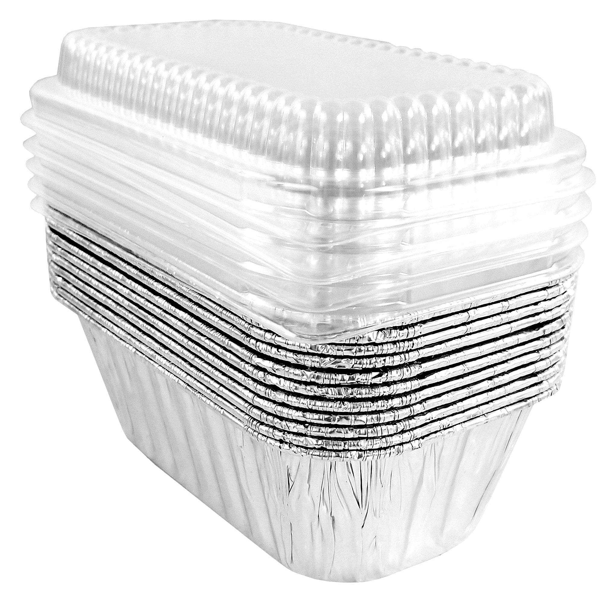 PACTOGO Mini moldes desechables de papel de aluminio con tapas transparentes de cúpula baja (paquete de 100 juegos)