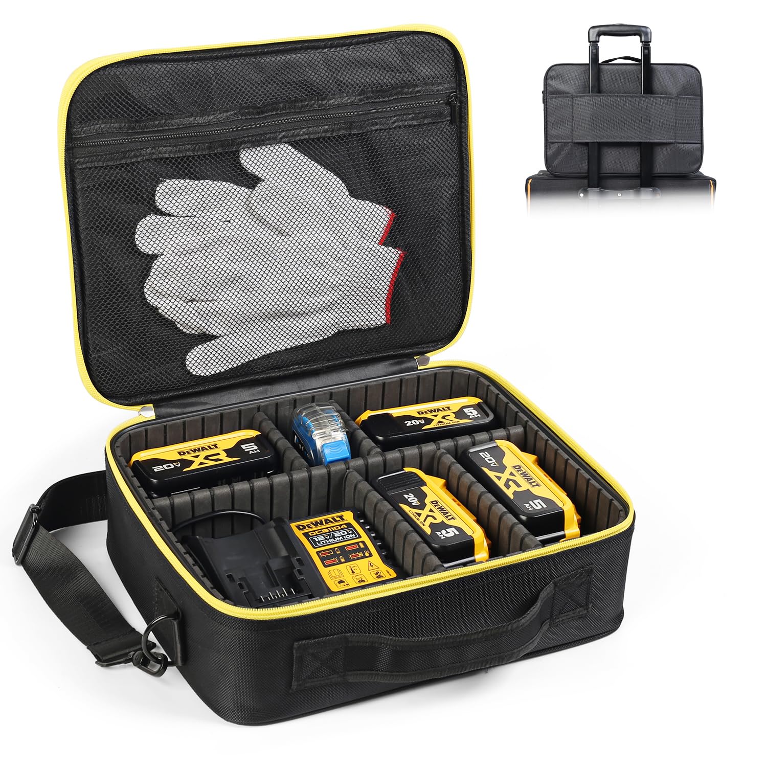Luxtude Battery Storage Case for DEWALT/for Milwaukee 20v/18v/12v Battery & Charger, Tool Bag Carrying Case for DEWALT Holds 20V 60V 2.0/3.0/4.0/5.0/