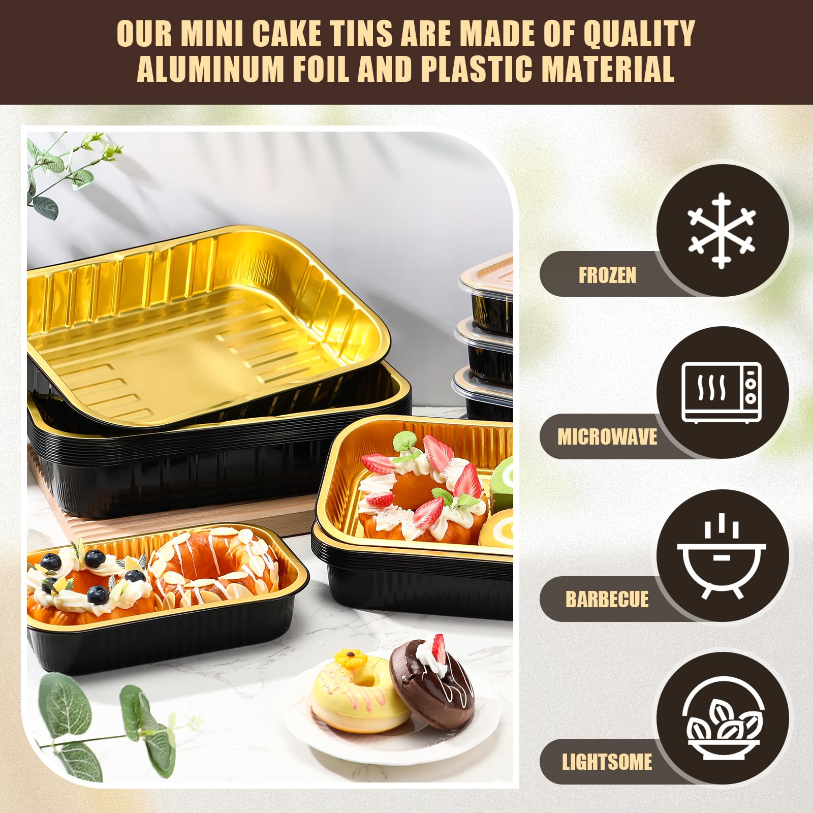 Funnymoom Paquete de 30 sartenes de aluminio con tapas, incluye 10 unidades de mesa de vapor de horno de tamaño medio de 10 x 13 pulgadas, bandejas de papel de aluminio de aluminio, paquete de 20