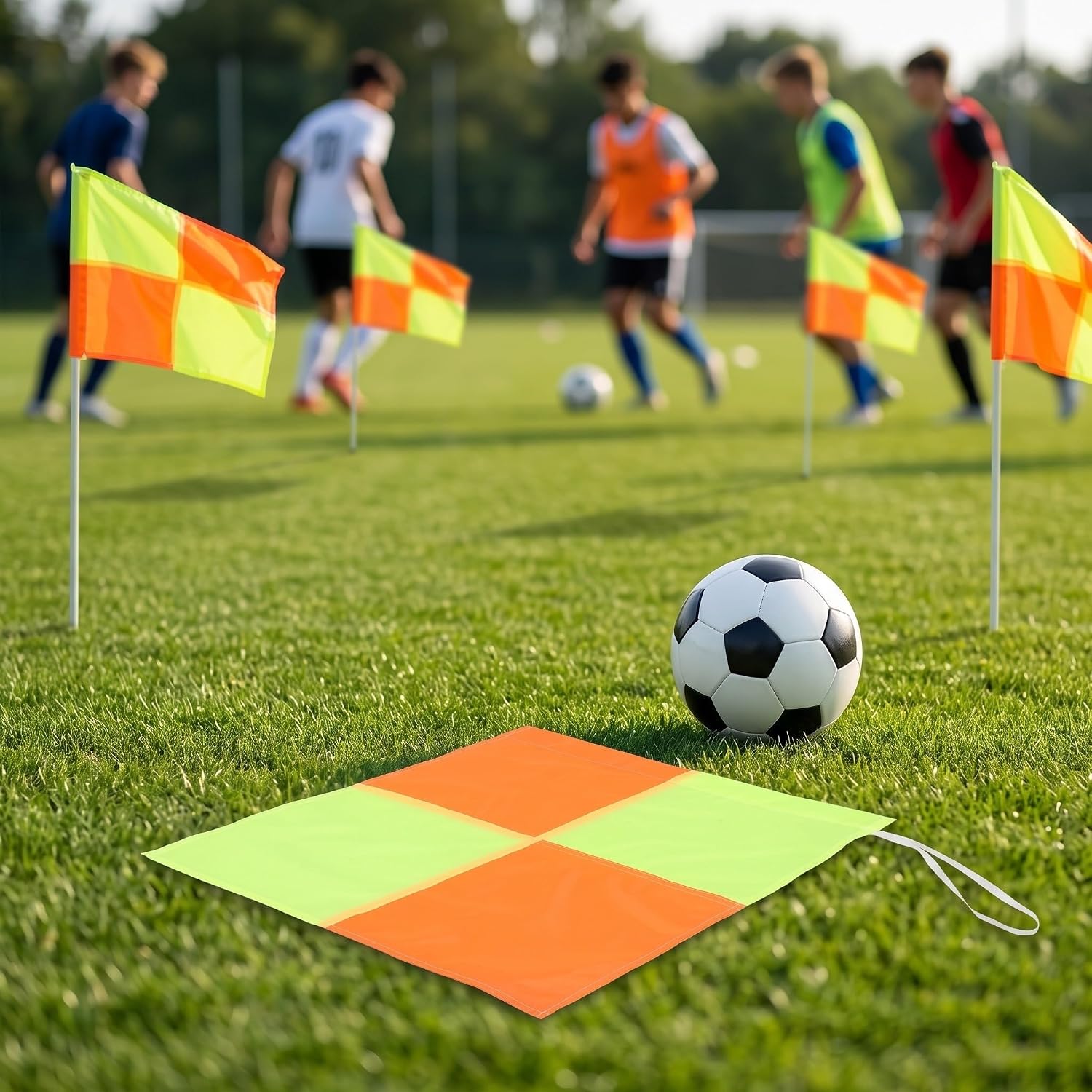 8pcs Referee Flags for Soccer and Volleyball High-visibility Portable Polyester Penalty and Corner Flags for Training Sessions and Matches 18.7x14.6 Inches