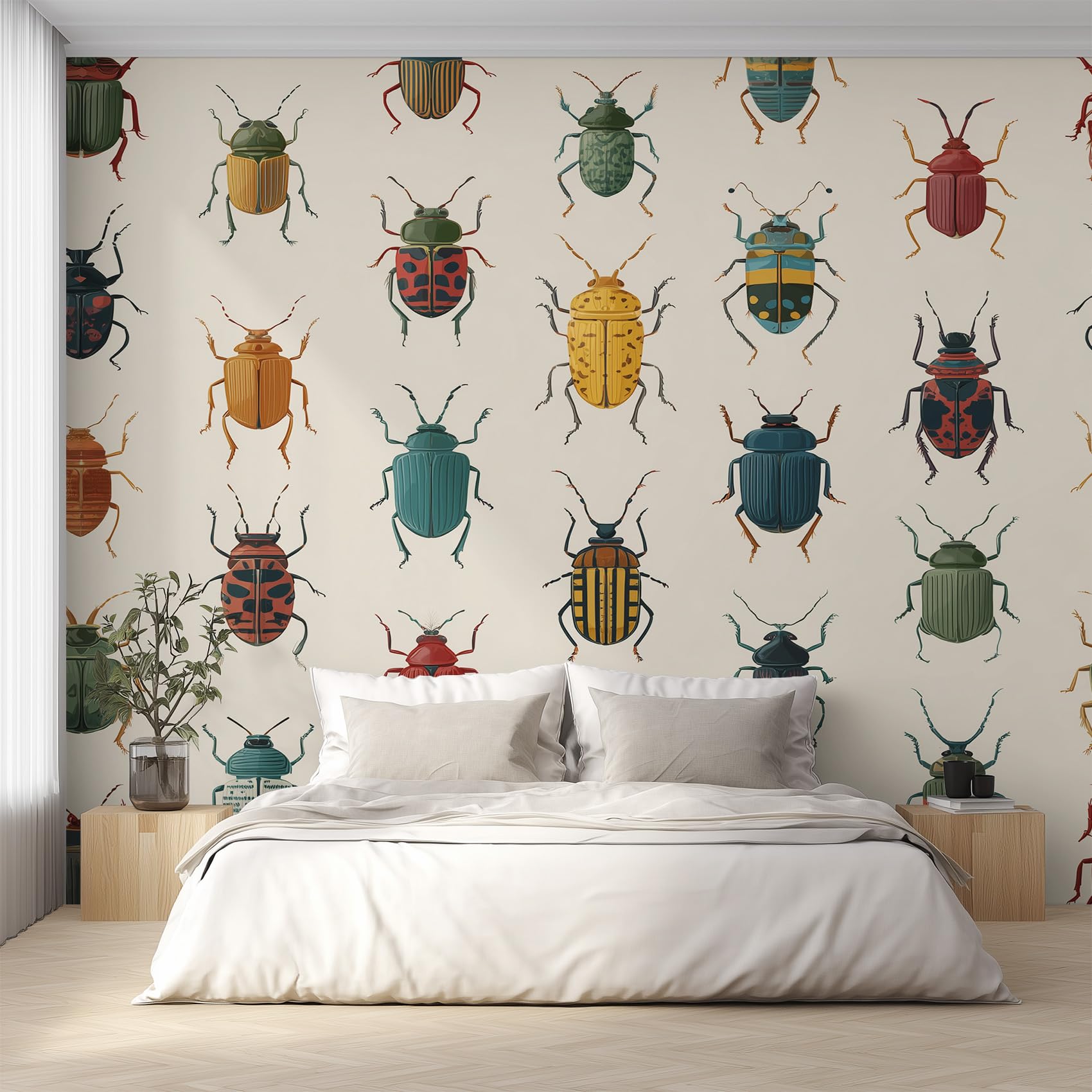 Papier peint coléoptère panoramique insectes vintage L450 cm