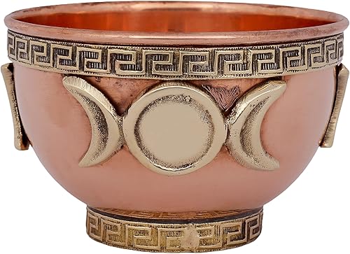 Indian Consigners Cuenco espiritual de triple luna para servir, ofrenda o manchado de brujería pequeño (diosa triple)