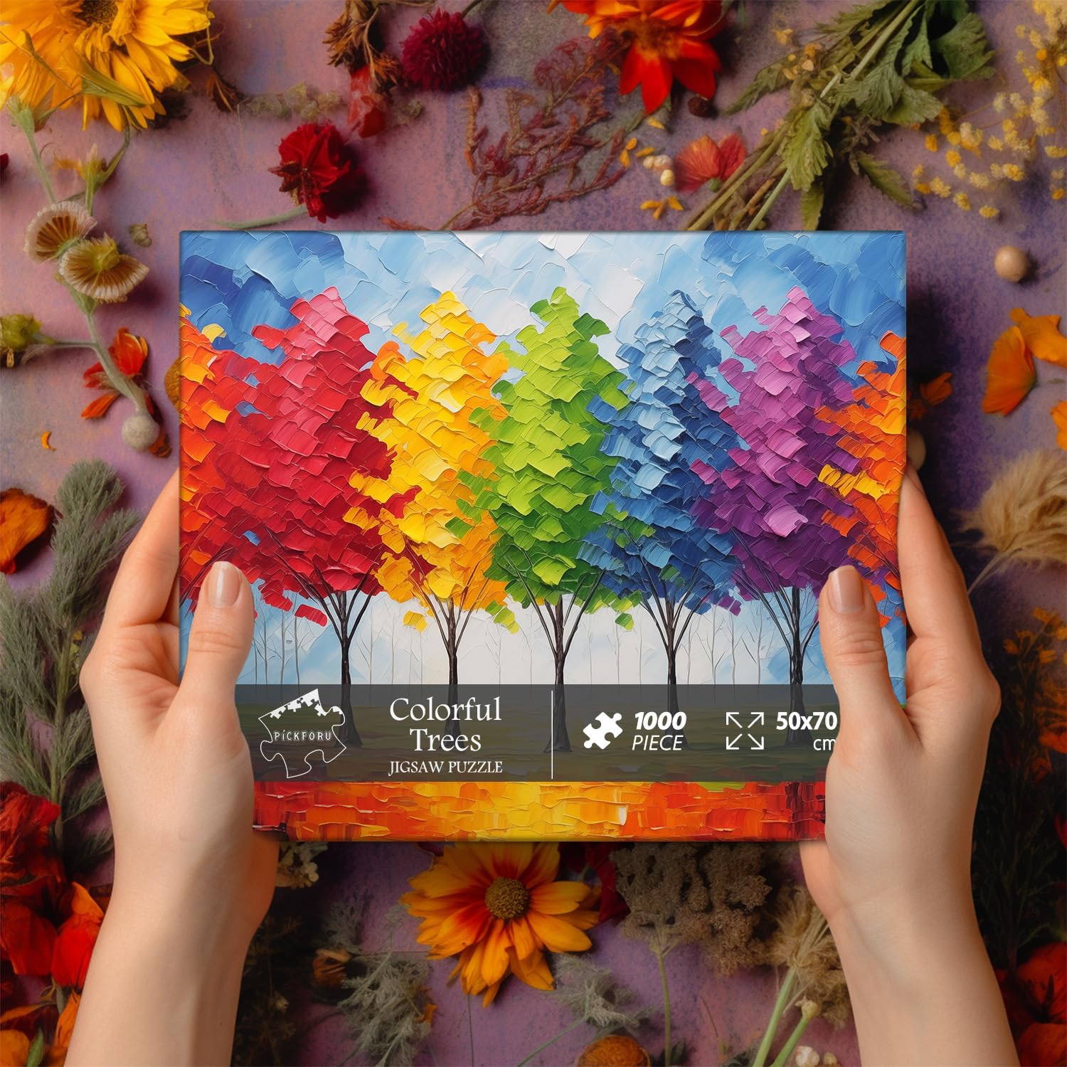 Rainbow Tree 1000 Piece Jigsaw Puzzle - Colorful Ceramic Mosaic Art, 70x50cm, Challenging Adult Puzzle