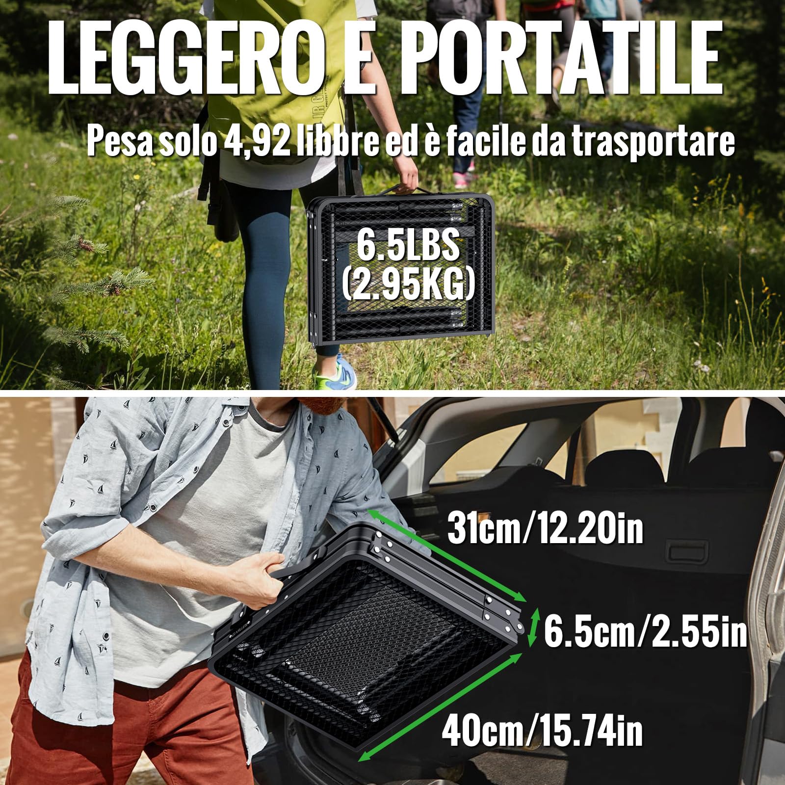 GARLLEN Tavolo Pieghevole per Barbecue,60x40 cm,3 Altezze Regolabili (25/48/71 cm),Supporto a Forma di X,Tavolo da Giardino in Alluminio,Nero,per Pesca Picnic Spiaggia