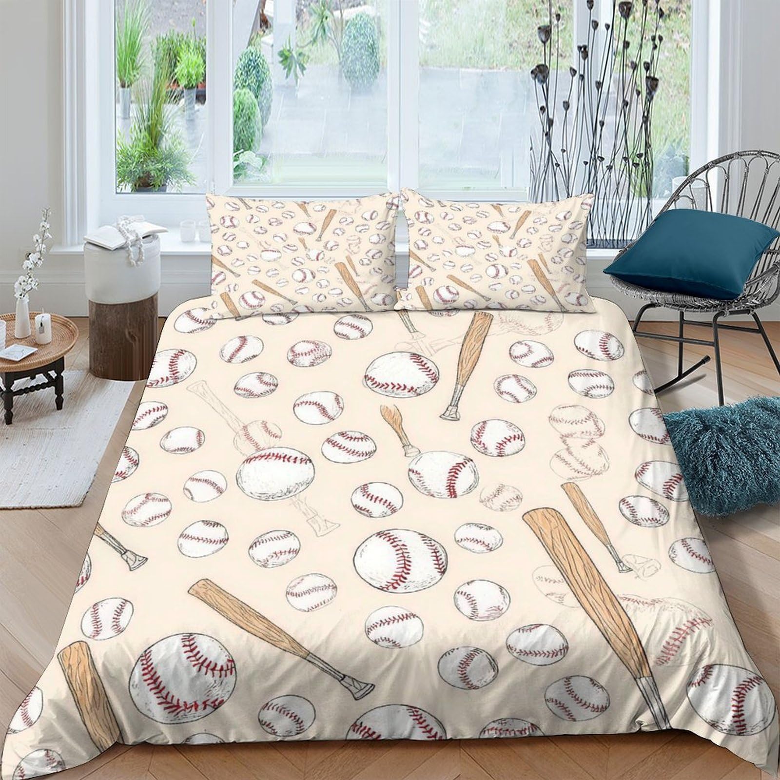 Ctjqhvkz Style-4 3D Printed Baseball Bat Fitted Sheet Microfiber Soft Breathable Baseball Glove Mattress Cover Bedroom Decor For Home Dorm Guest Room Single（135X200cm）