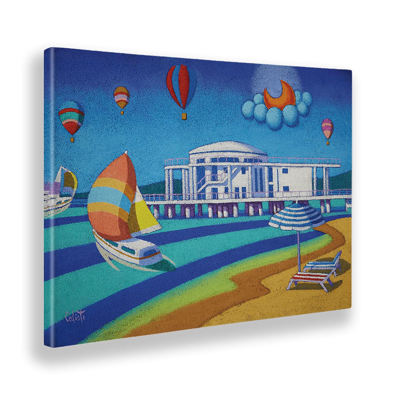 Giallobus - Quadro - Stefano Calisti - Una Rotonda sul mare - Senigallia - Tela canvas - 140x100 - Pronto da appendere - Quadri moderni per la casa