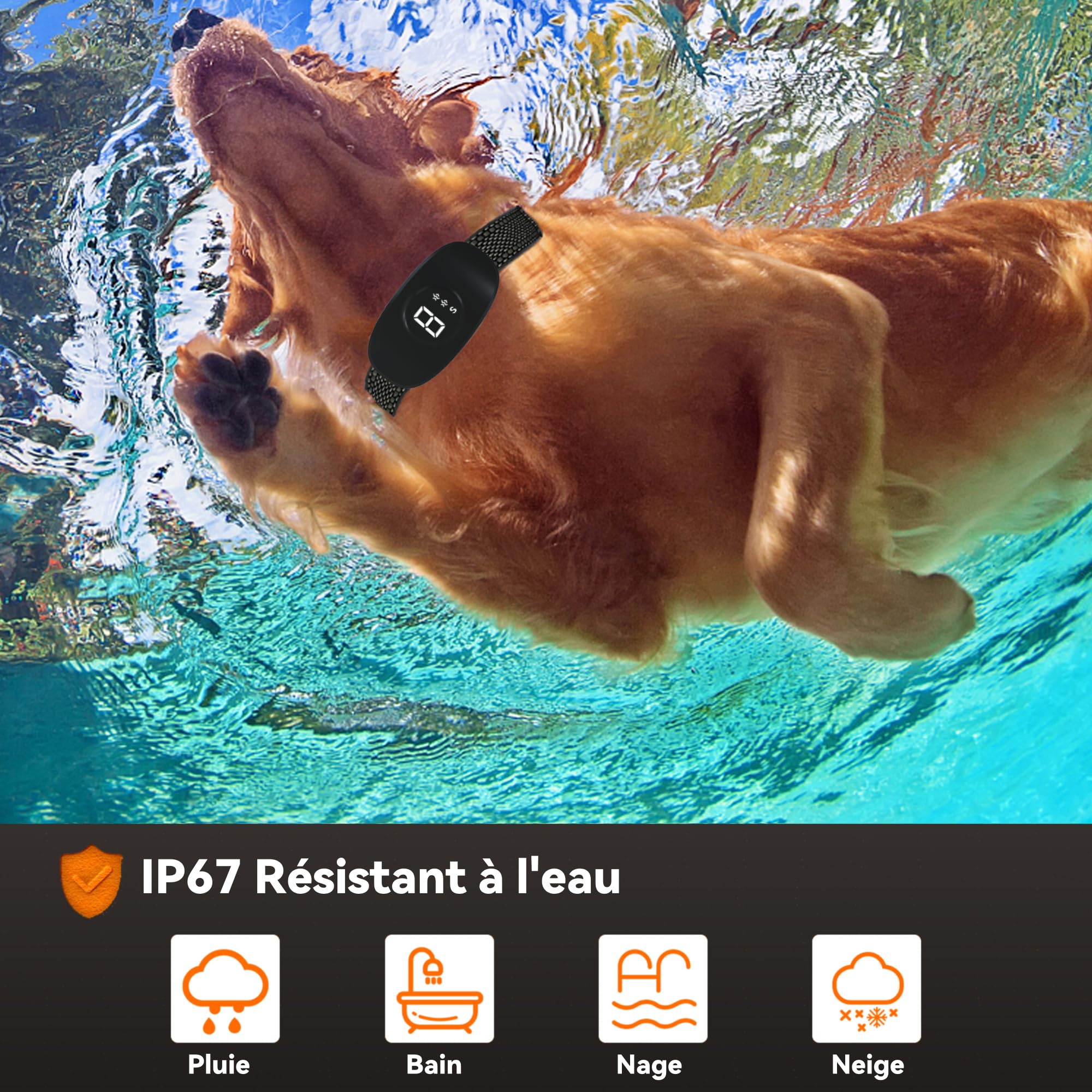 Meloive Collier Anti Aboiement Chien, Conformes à La Nouvelle Loi 2025 - Détection Intelligente des Aboiements, 4 Modes Son/Vibration/Forte Vibration, Rechargeable pour Petit et Gros Chien, Noir