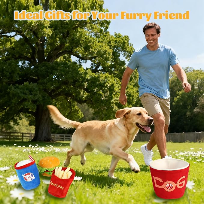 Set de 4 juguetes para perros con temática de comida rápida miniatura 6