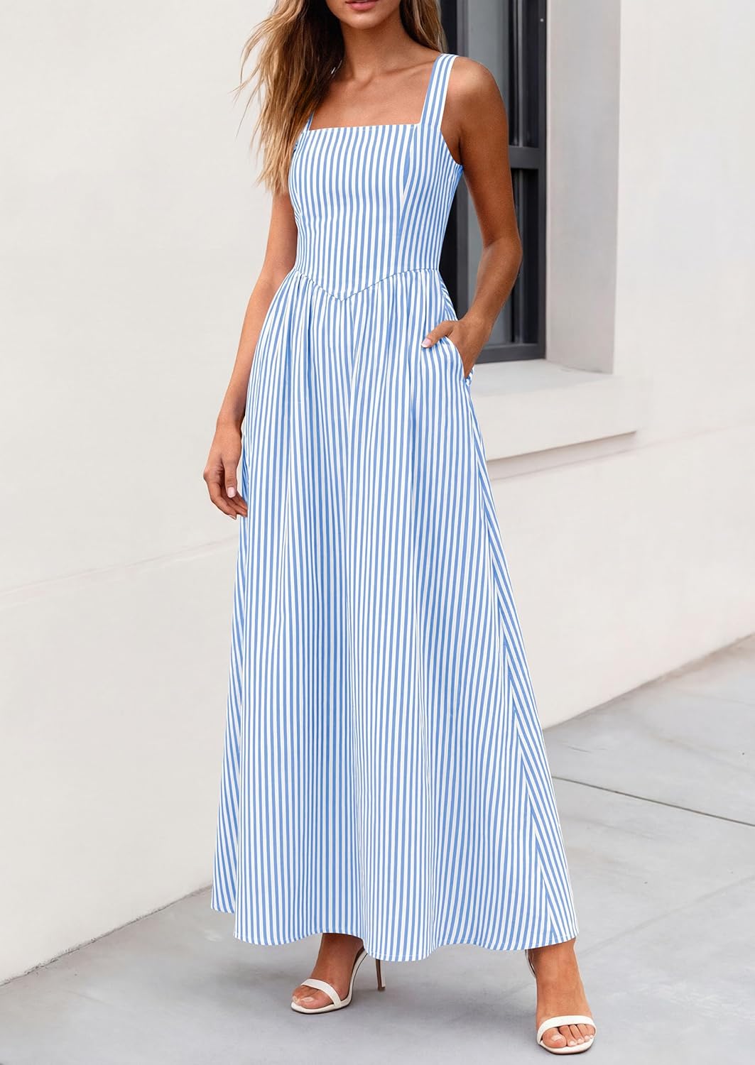 PRETTYGARDEN Women's Maxi Dress Summer Striped Sundress 2026 Spring Smocked A Line Long Flowy Beach Vacation Party Dresses