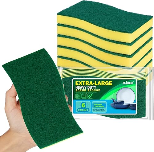 AIDEA Esponja exfoliante resistente, 24 unidades, dispensador de jabón para platos para cocina, 2 en 1 con dispensador de jabón y soporte de esponja