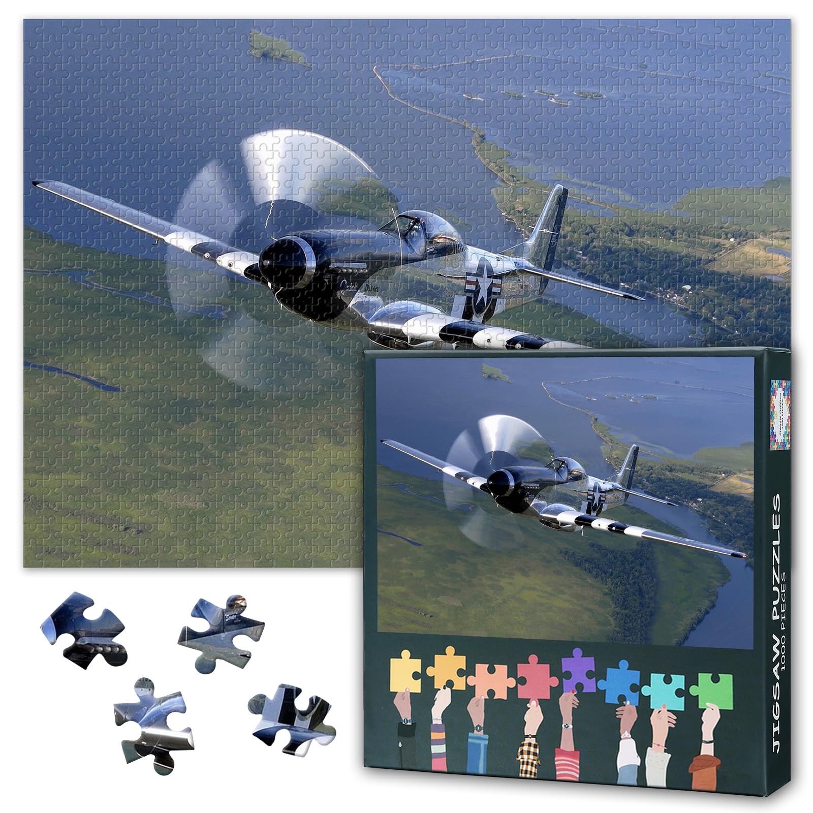 1000 Piece Jigsaw Puzzle for Adults Vintage Airplane Airport Scene Aviation Art Retro Travel Poster Challenging Puzzle Gift for Pilots 27.5 x 19.7 Inches — image 1