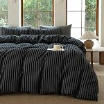 100% Coton lavé Couvercle Ensemble Queen Taille Comfy Bande douce respirante Texture durable Lin Feel Bedding pour toutes les saisons (Dusty Purple, Queen Taille)
