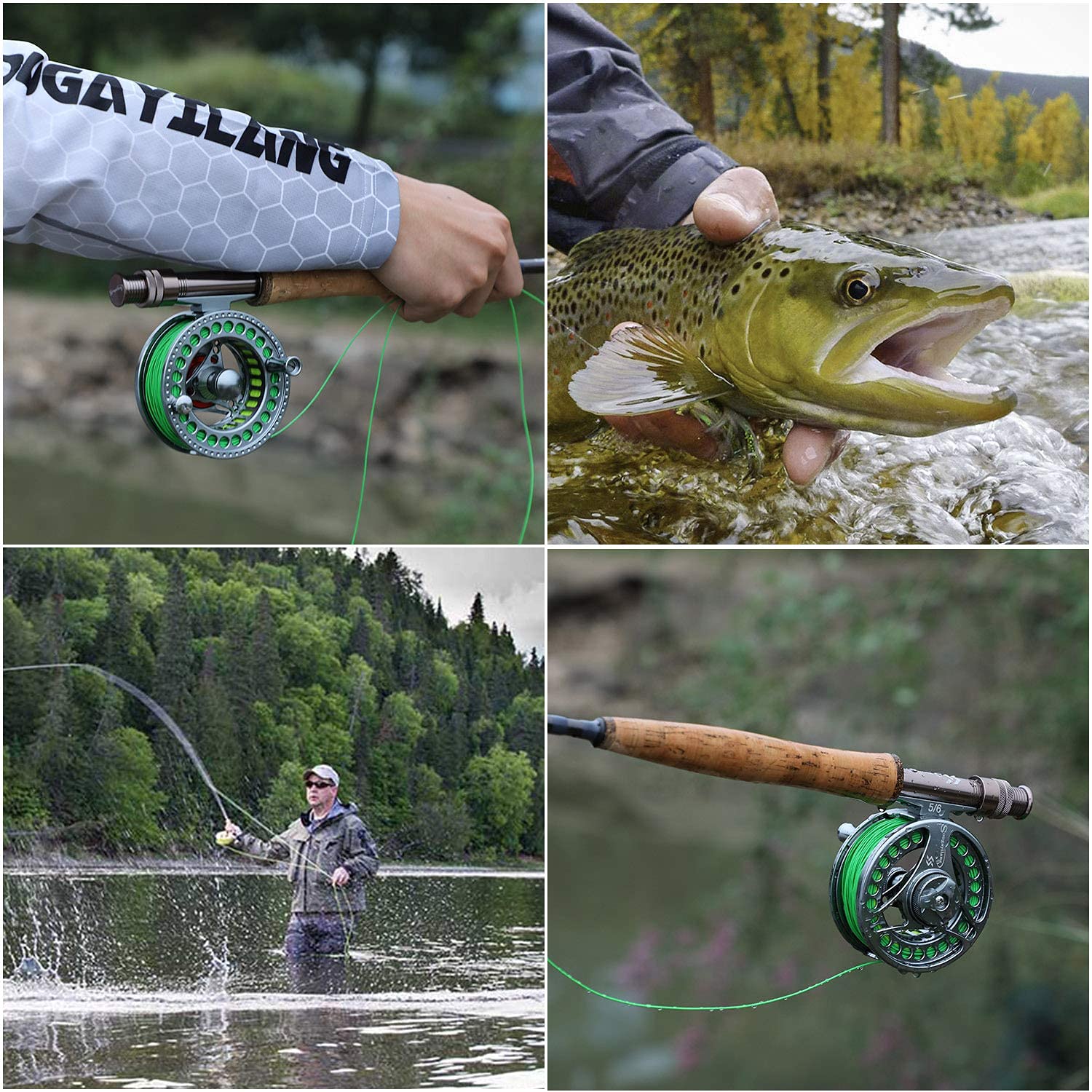 Sougayilang Carrete de pesca con mosca ultraligero antioxidante, cuerpo de aleación de aluminio mecanizado CNC y carrete de pesca con mosca, tamaño 5/6, 7/8