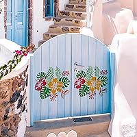 Vista 7 de BENECREAT Plantillas de dibujo de flores de hibisco, plantas tropicales, flores hawaianas, plantilla de pintura de plástico reutilizable