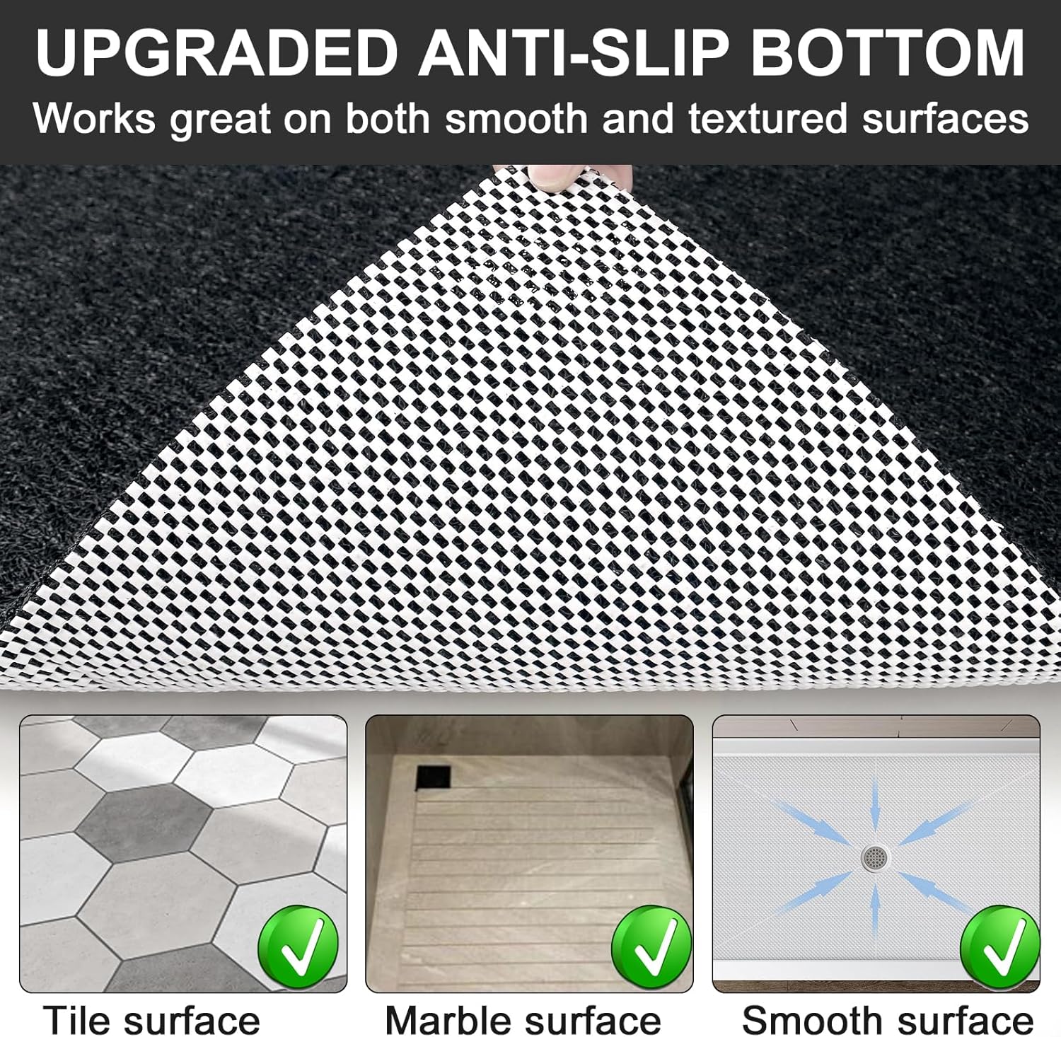 Extra Large Square Shower Mat for Inside Shower, 32 x 32 Inch Shower Floor Mat with Center Drain Hole, Designed for Walk-in Showers, Non-Slip Loofah Mat with Wide Coverage for Stable Standing