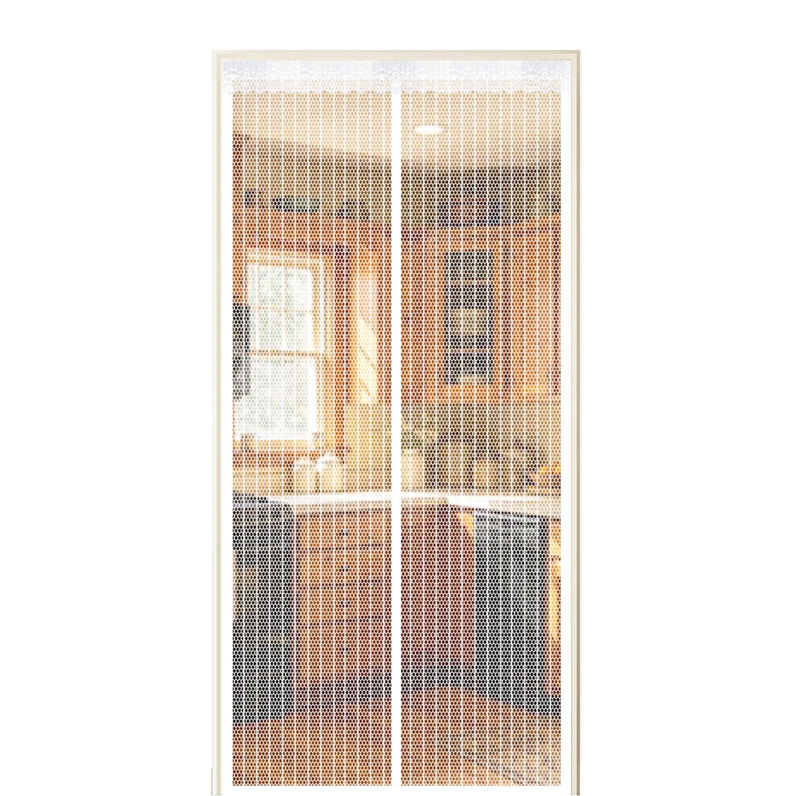 Xuehmin White Fly Screen Door 265 X 195 Cm Self Sealing Powerful Magnets Heavy Duty Door Screen With Powerful Magnets & Full Frame Magic Tape Suitable For Patio Doors Balcony Bedroom,