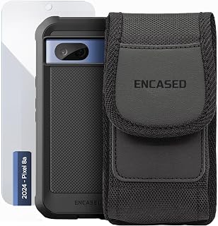 Encased Belt Case Set for Google Pixel 8a with Phone Clip Pouch Holster - Includes Tempered Glass Screen Protector (3-in-1 Set)