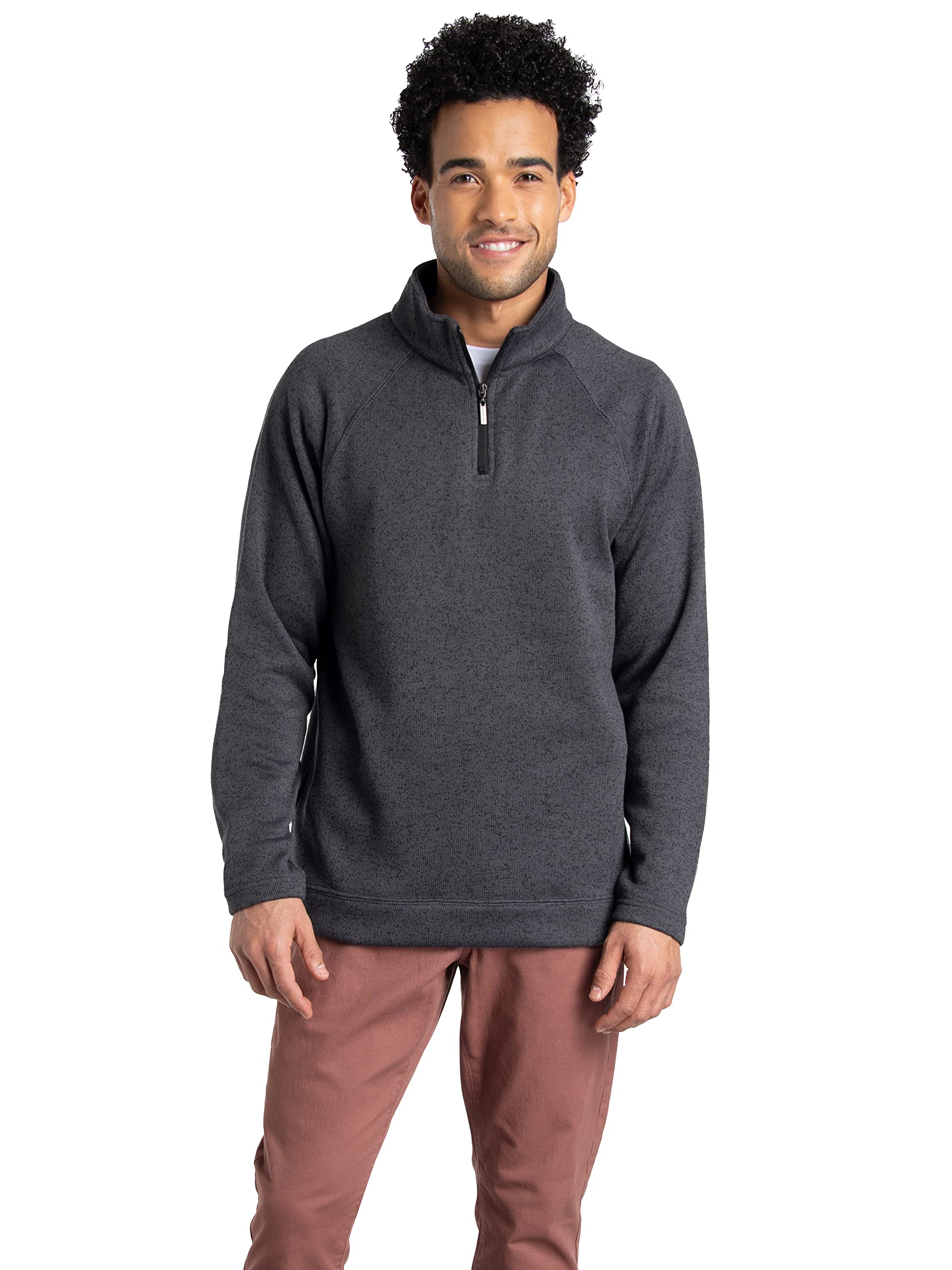 Fruit of the Loom Men's Sweater Fleece Quarter Zip Pullover, Charcoal Heather, Medium