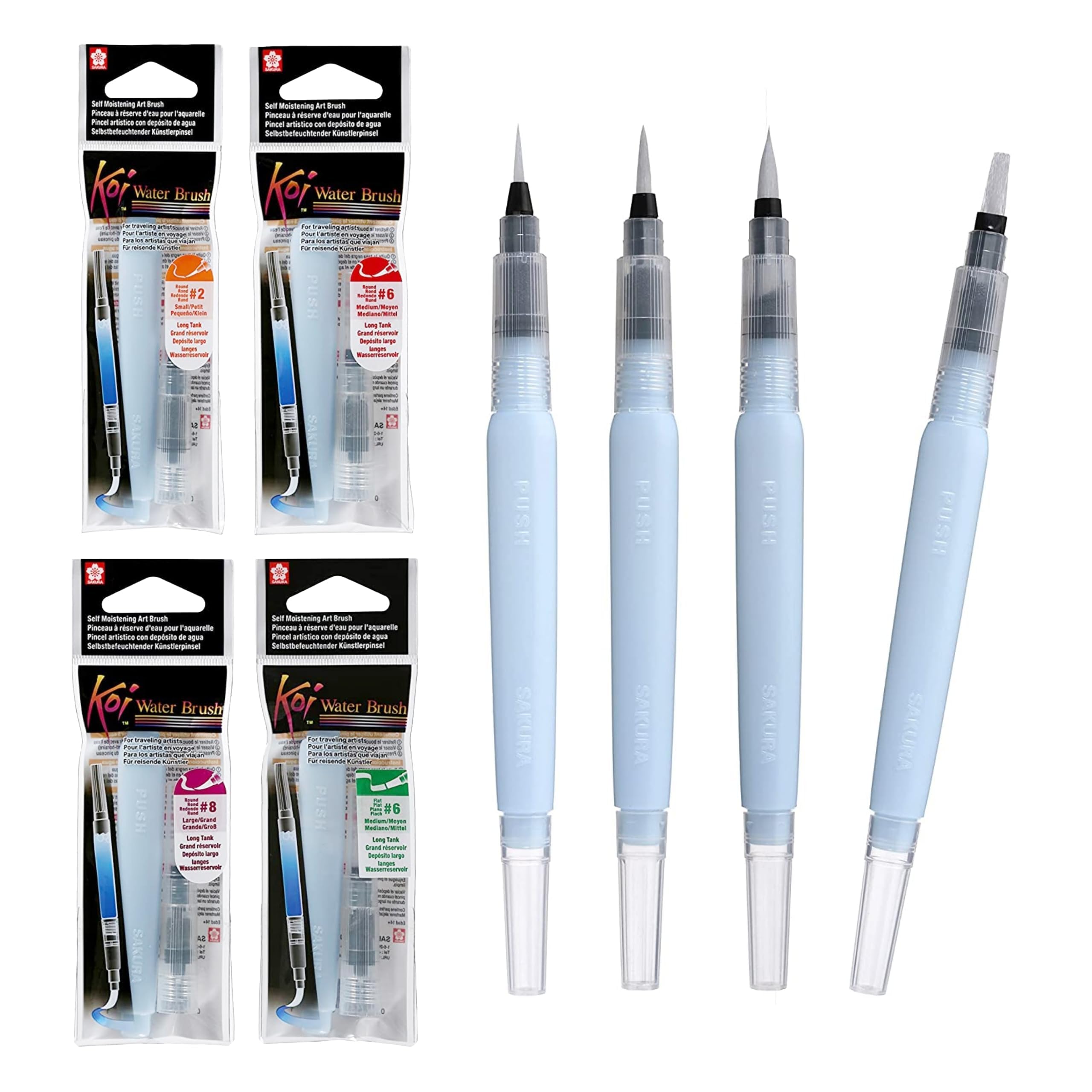 Koi Water Brush - Brush for Watercolor - 9 ml Tank - 4 Assorted Brush Tips