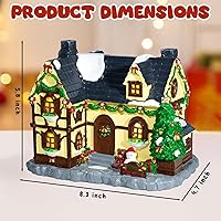 Vista 2 de Construcción de Casa Navideña, Edificios Coleccionables de Navidad Pintados a Mano, Decoración de Pueblo de Casas con Muñeco de Nieve, Edificios