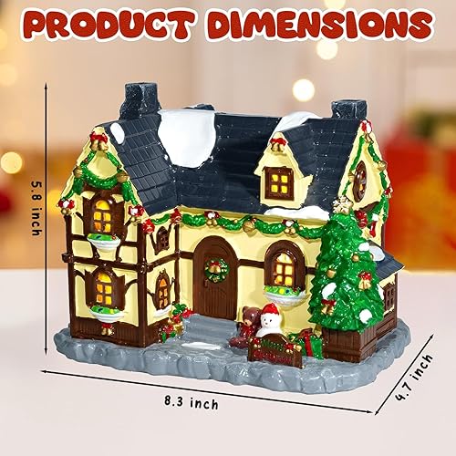 Miniatura 2 de Edificio de casa de Navidad, pintado a mano, edificios coleccionables de Navidad, decoración de aldea con muñeco de nieve, edificios de pueblo para