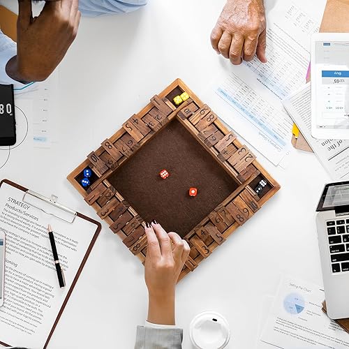Miniatura 6 de ropoda Juego de mesa de dados de 4 vías de 12 pulgadas (2-4 jugadores) para niños y adultos juego de mesa grande de madera de 4 caras, 8 dados +