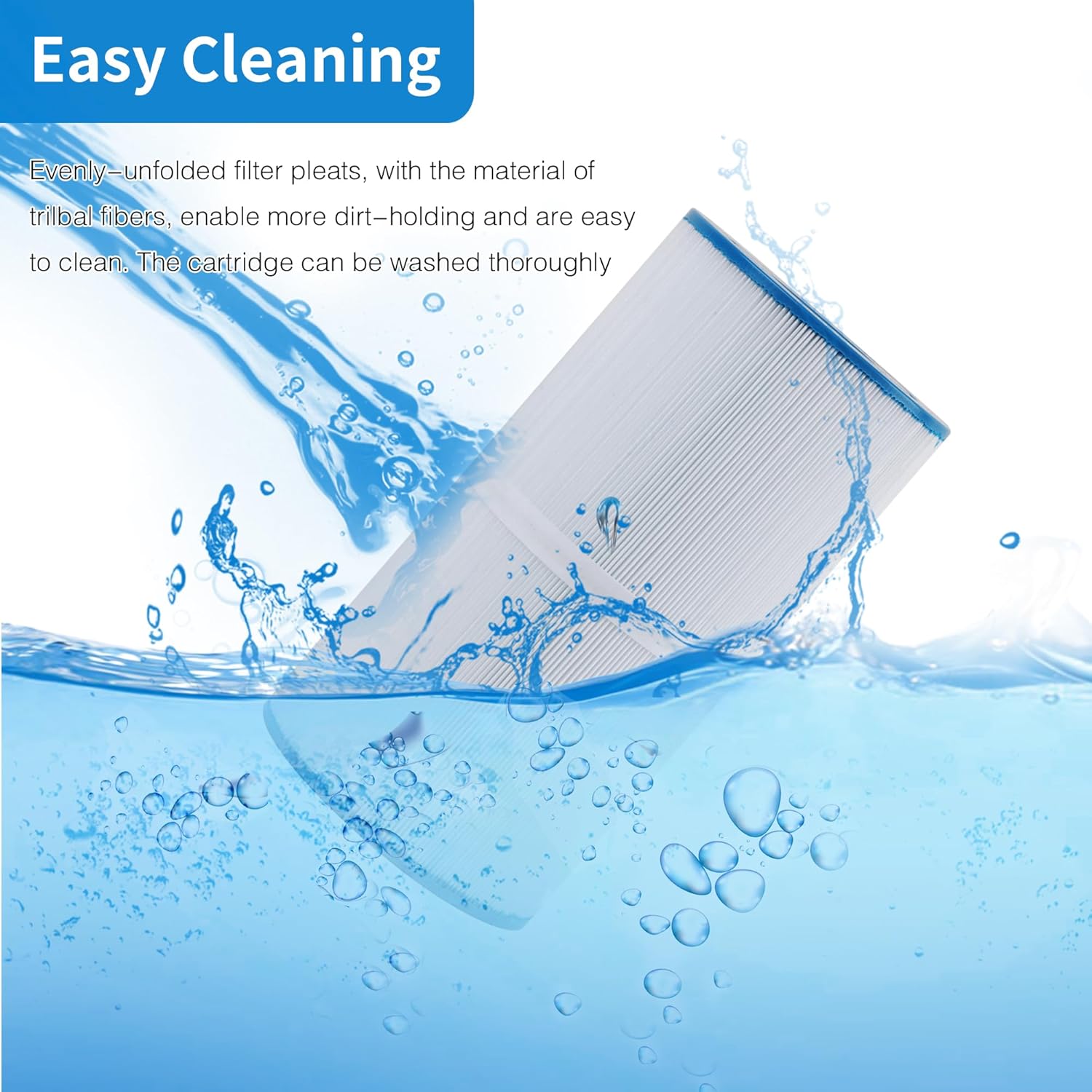 C-5345 Spa Filter, Compatible with PLBS50, Filbur FC-2970, 817-0014, R173584, 173584, X268519, 10419, 14513, 50451, S2/G2 Spa, 5x10 Drop-in Hot Tub Filter, 2PACK