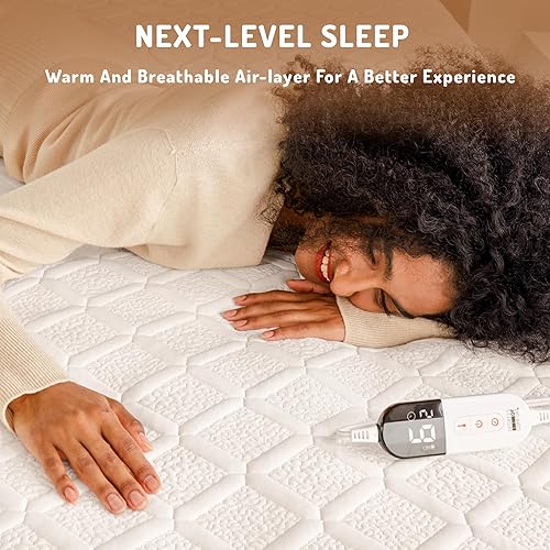 Miniatura 7 de Degrees of Comfort - Cubrecolchón térmico tamaño King  Calentador de cama eléctrico con dos controladores, 6 niveles de calefacción, apagado