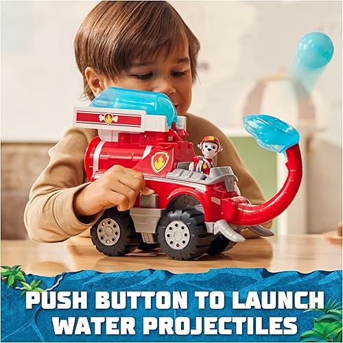 Miniatura 4 de PAW Patrol Jungle Pups, Camión de bomberos de elefante Marshall con lanzador de proyectiles, camión de juguete con figura de acción, juguetes para
