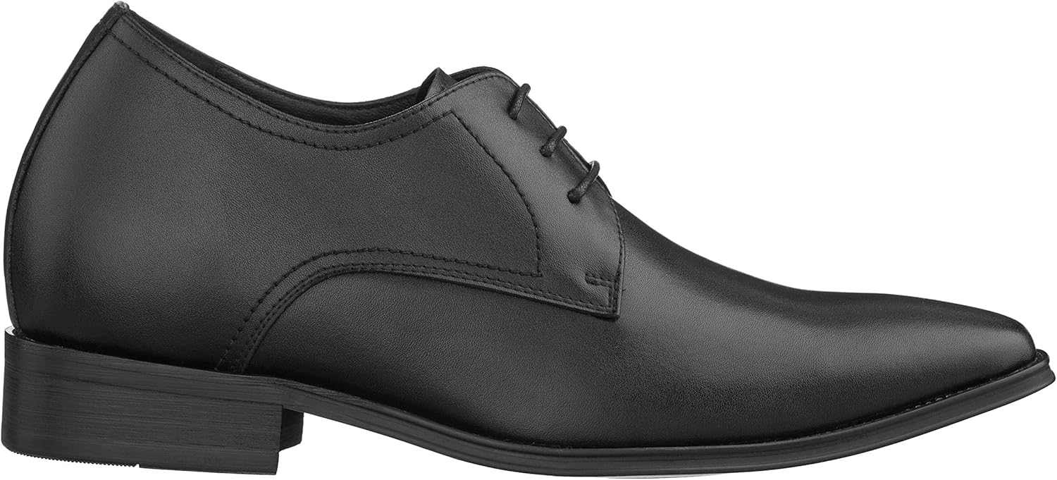 CALTO Men's Invisible Height Increasing Elevator Shoes - Black Premium Leather Lace-up Formal Derby Oxfords - 2.8 Inches Taller - Y5011 - Size 9 D(M) US - Image 2