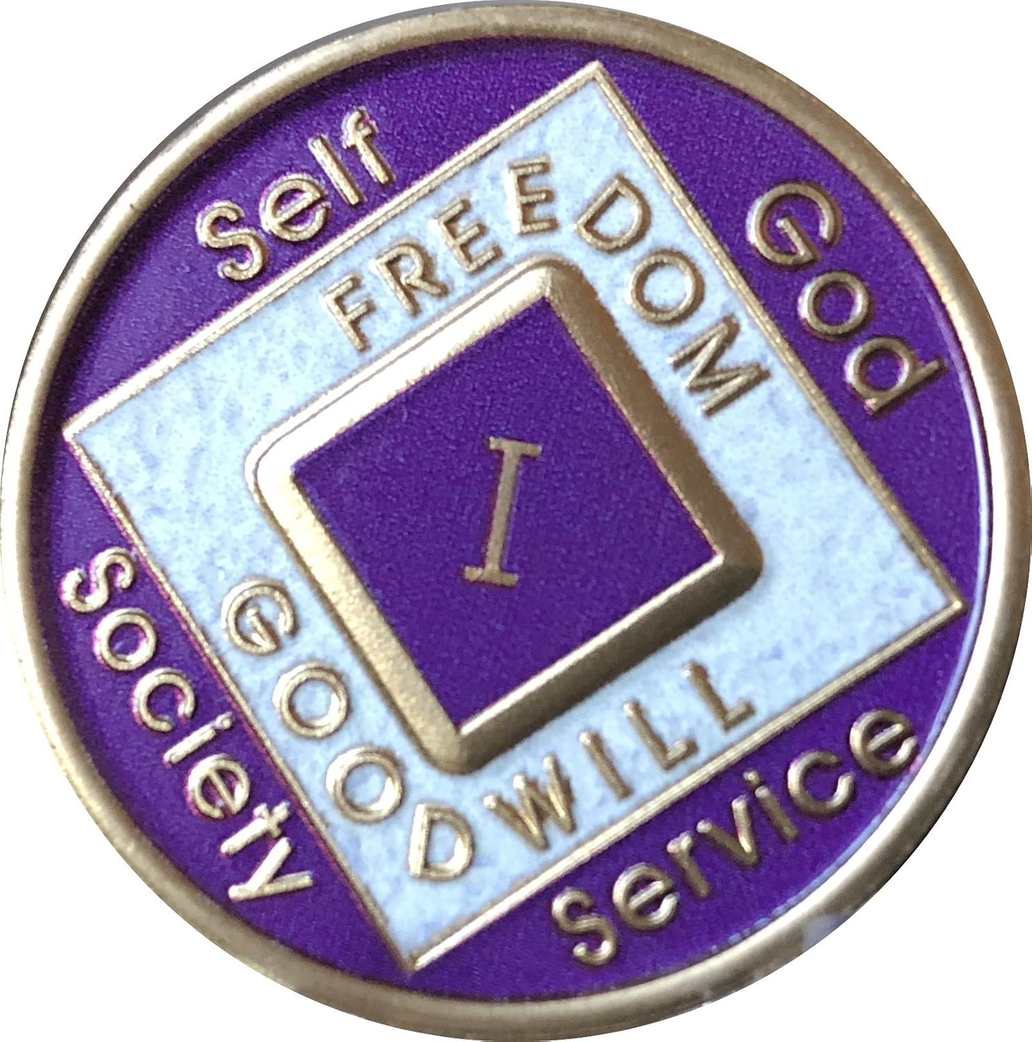 1 Year Purple NA Medallion Official Narcotics Anonymous Chip