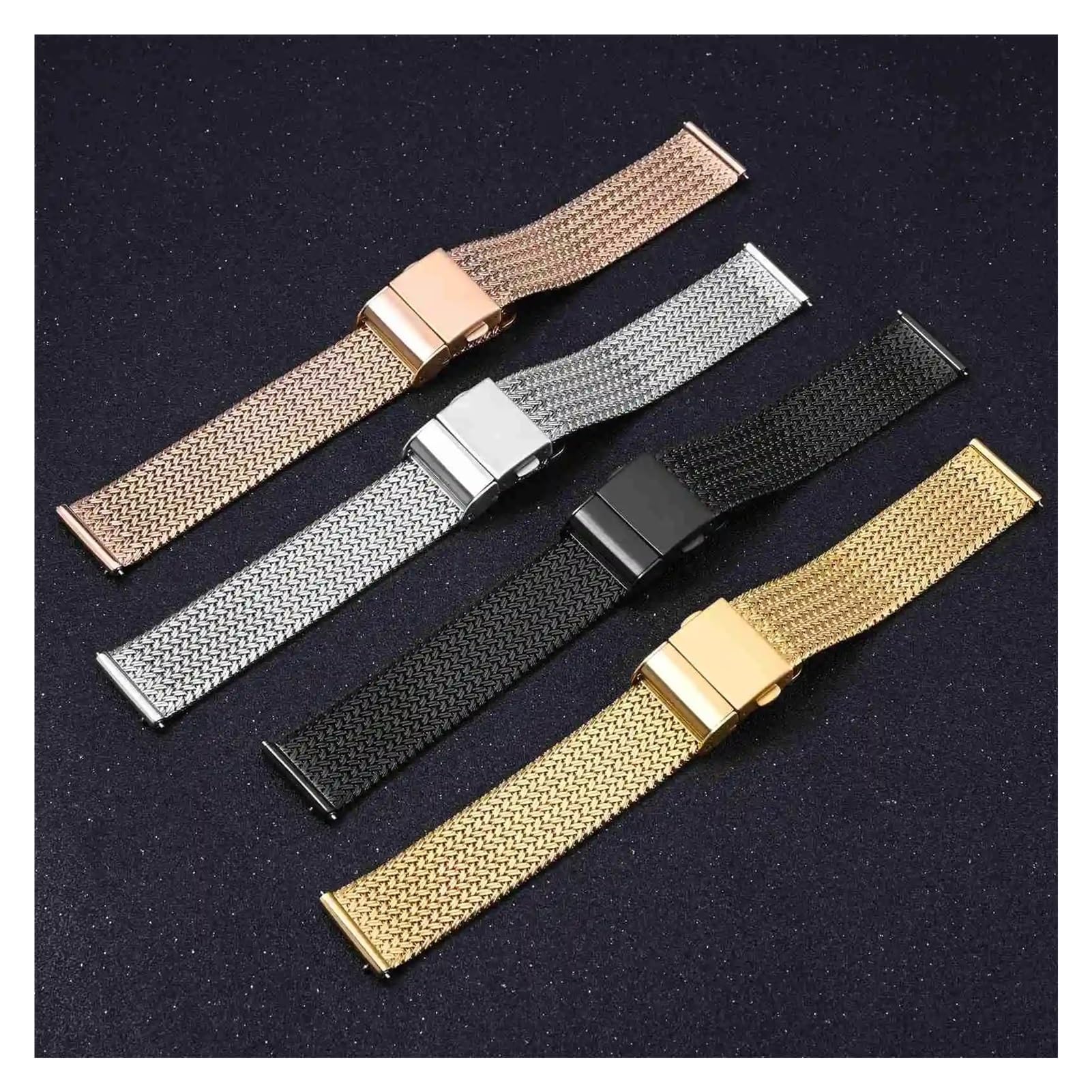 Metal Watch Bands 316L Stainless Steel 14mm 16mm 18mm 20mm 22mm Woven Mesh Quick Release Straps for Men and Women