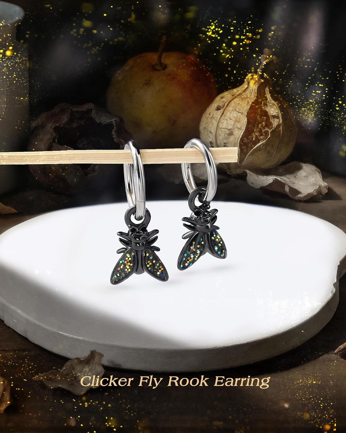 Fly Rook Piercing Jewelry, 16G Clicker Rook Jewelry, Stainless Steel Helix Lobe Earrings for Women 6/8MM