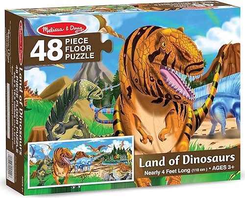 Miniatura 2 de Melissa & Doug Land of Dinosaurs: Paquete de rompecabezas de suelo de 48 piezas con 1 tema compatible con M&D Scratch Fun Mini Pad (00442)