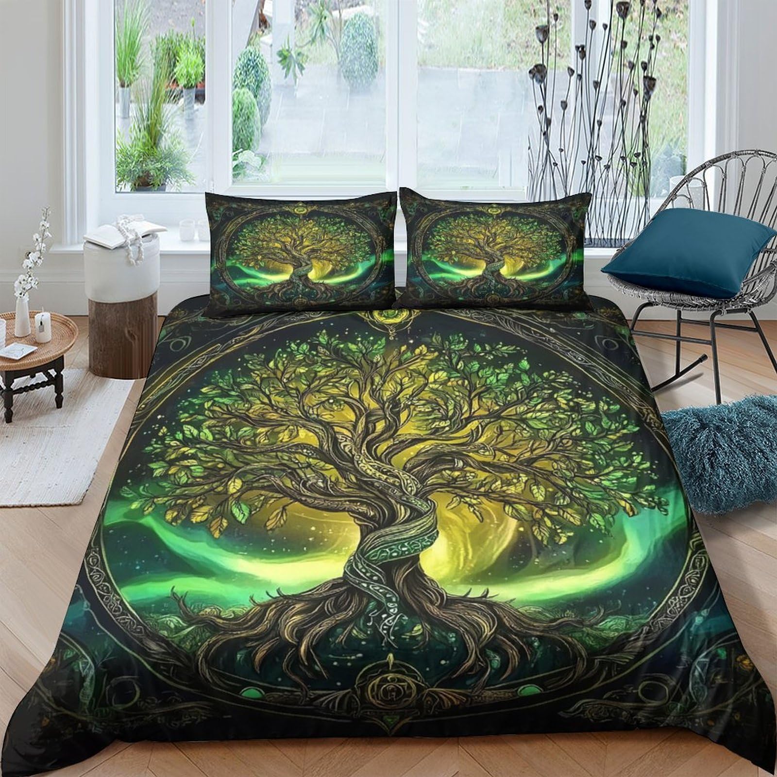 Ctjqhvkz Style-6 3D Printed Tree Of Life Fitted Sheet Microfiber Soft Breathable Nordic Forest Mattress Cover For Bedroom Guest Room Decor Single（135X200cm）
