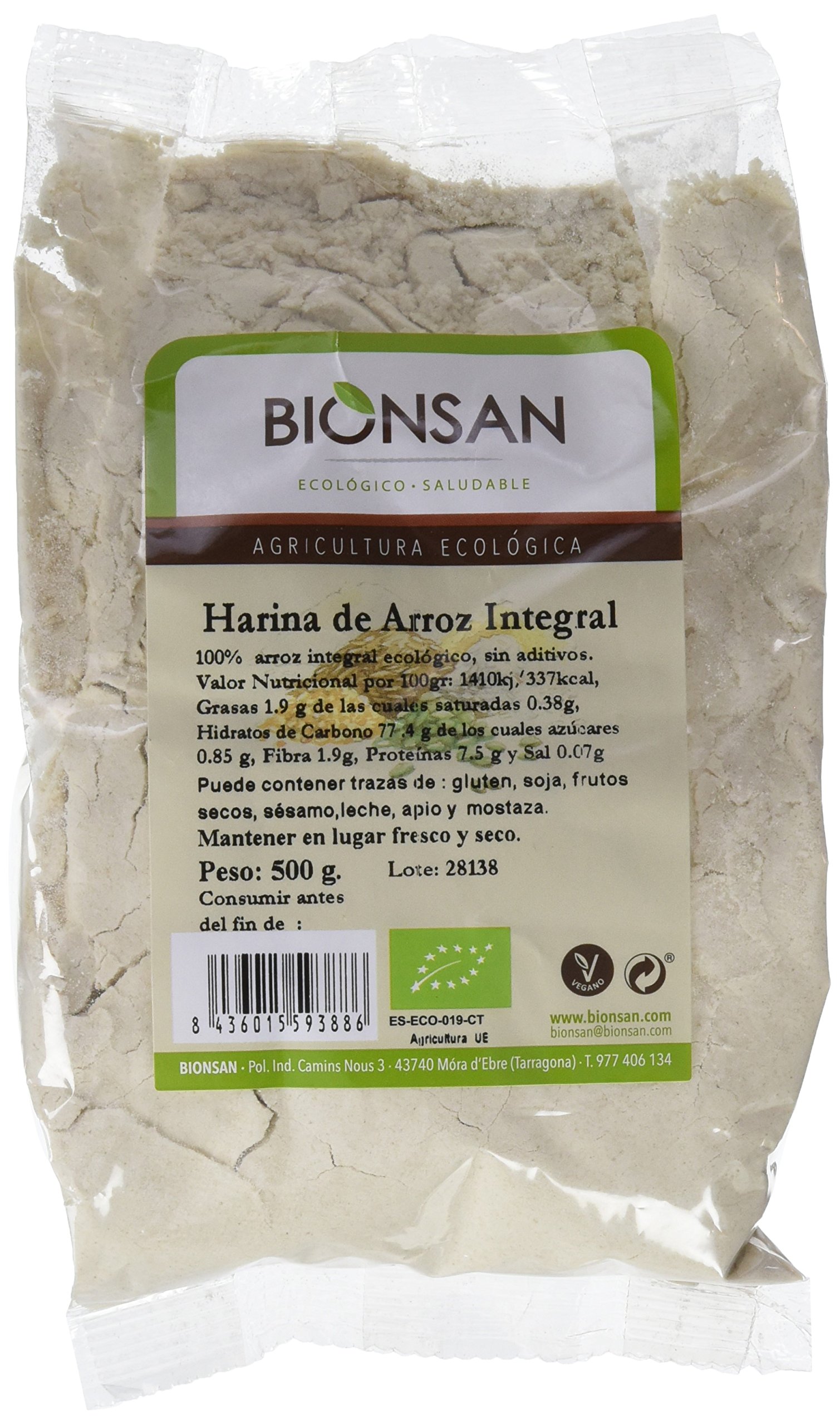 Bionsan Harina de Arroz Integral | 6 Paquetes de 500 gr | Total: 3000 gr