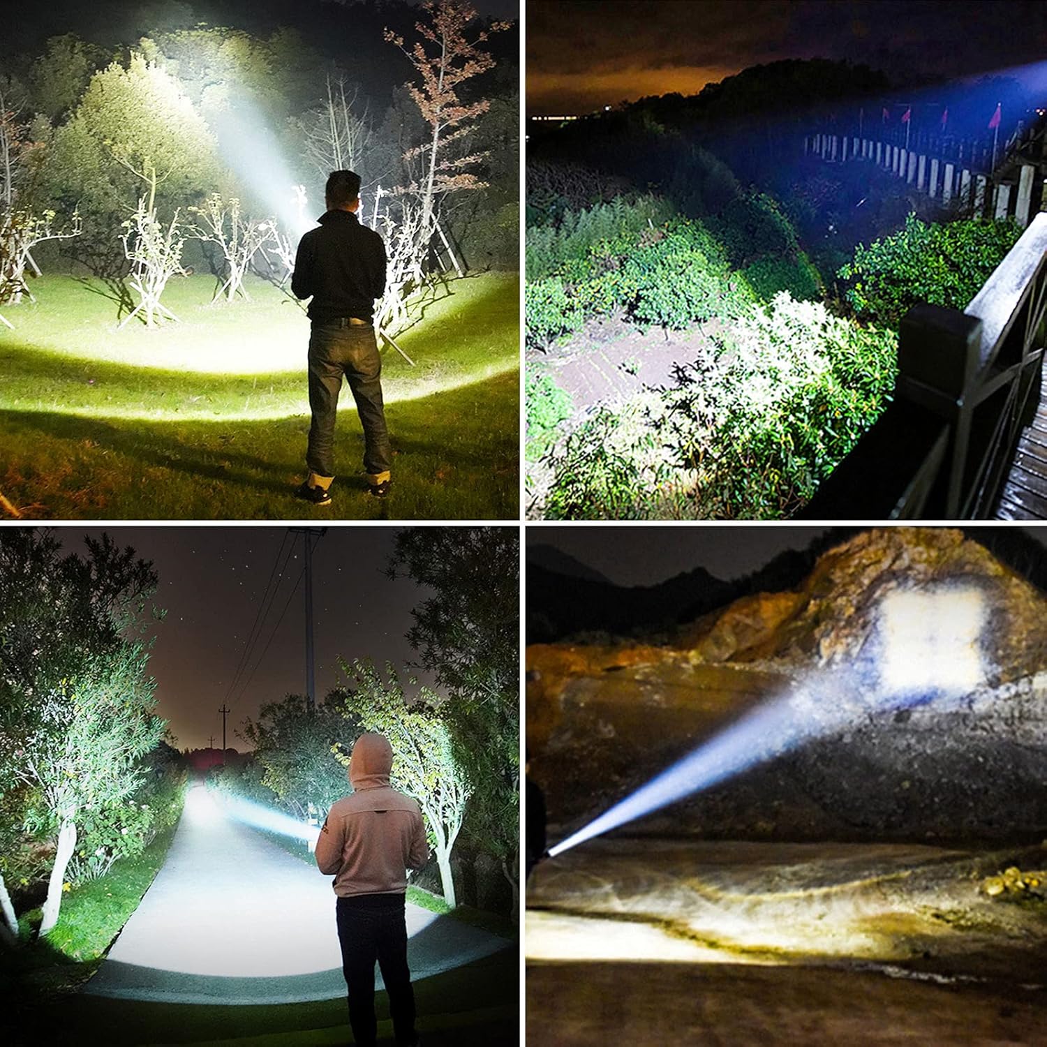 Rechargeable LED Flashlights High Lumens, 100000 Lumens Super Bright Tactical Flashlights with 5 Modes, Zoomable, 26650 Batteries, Waterproof, Powerful Handheld Flashlight for Emergencies Fishing : Tools & Home Improvement