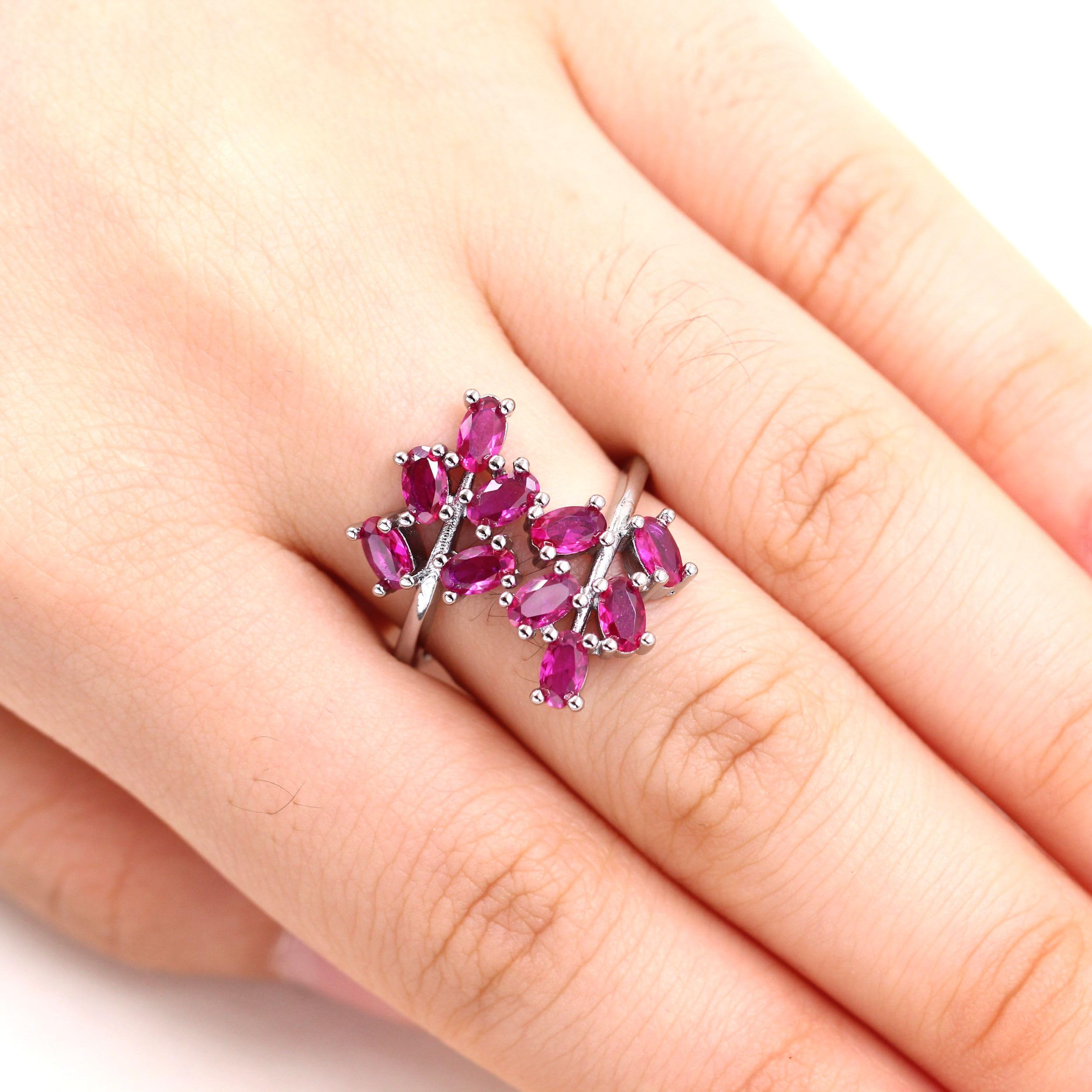Adjustable Leaf-Shaped Open Ring for Women | Her Adjustable Cubic Zirconia Paved Rose Gold Ring | Jewelry for Special Occasions and Daily Wear Birthday Jewelry