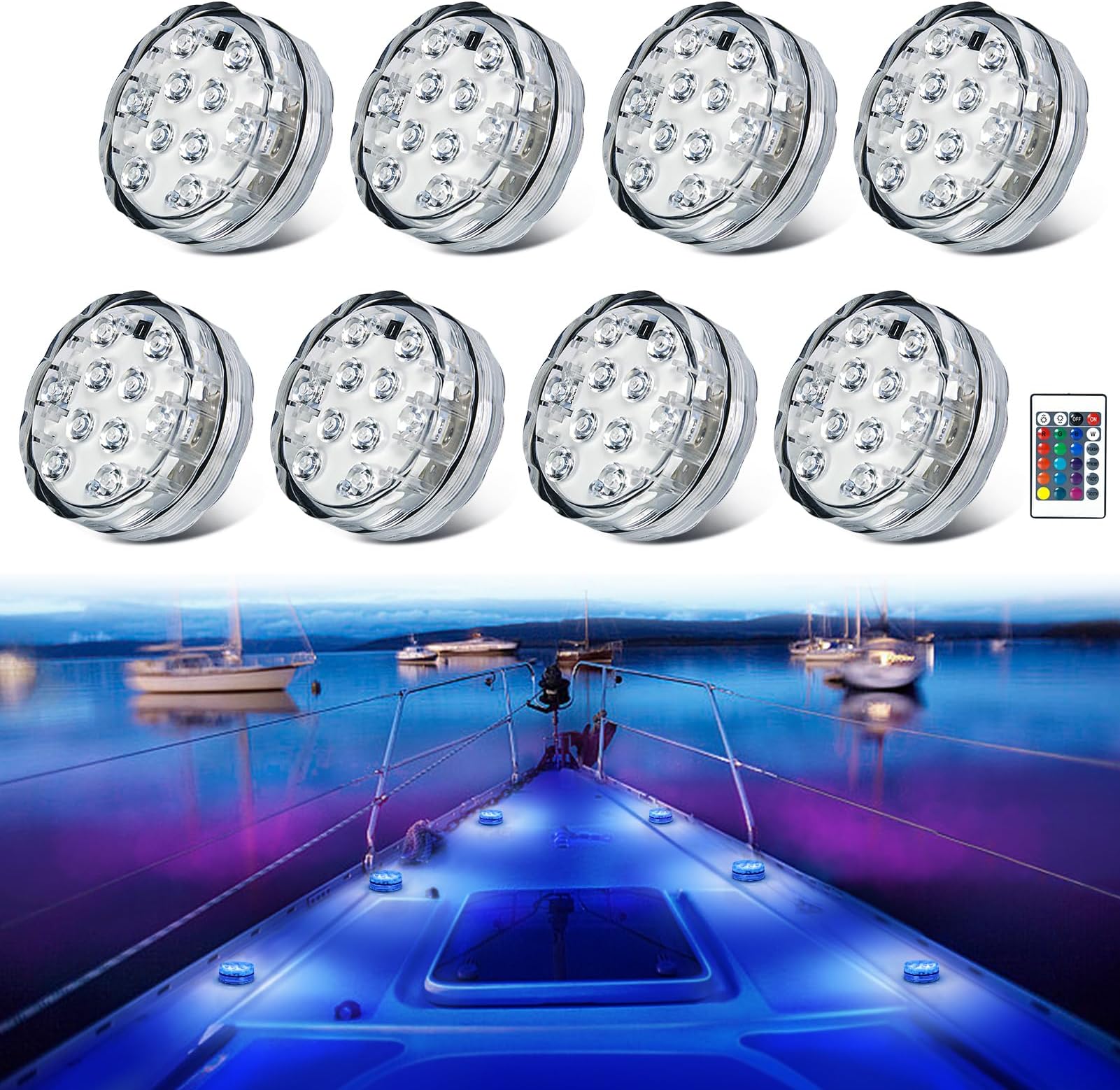 Luqvzxv Boat Lights Wireless Battery Operated Waterproof Marine led Lights for